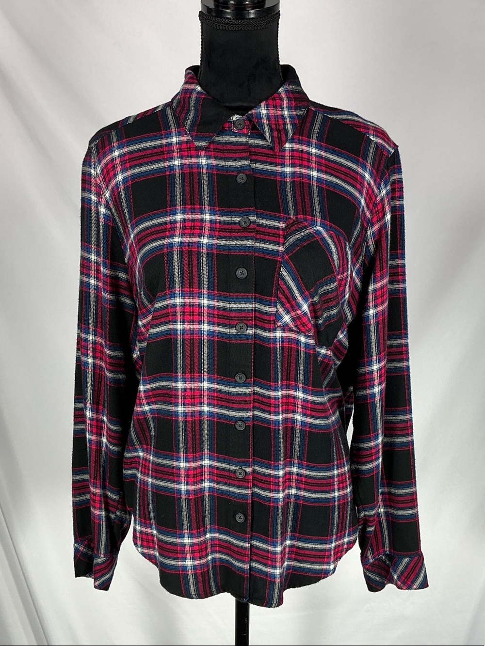 torrid Black and Pink Plaid Button-Down Shirt